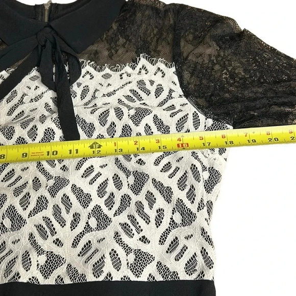 Simons Twik sheer ,lace dress,fray,lined,bow,shirt collar,Colorblock,multi media - Picture 11 of 16